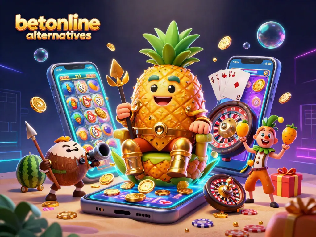 Experience betonline alternatives with a vivid scene of gaming royalty and exciting casino elements.