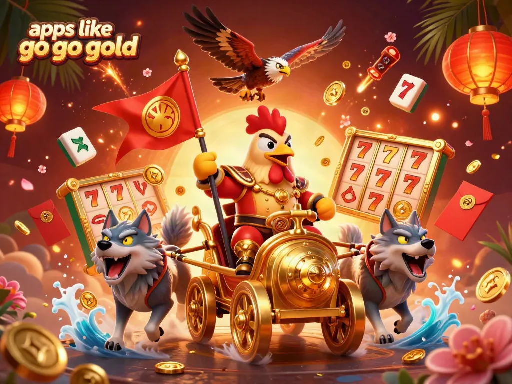 Spin thrilling slots at various apps like Go Go Gold, featuring vibrant 3D characters and game elements.