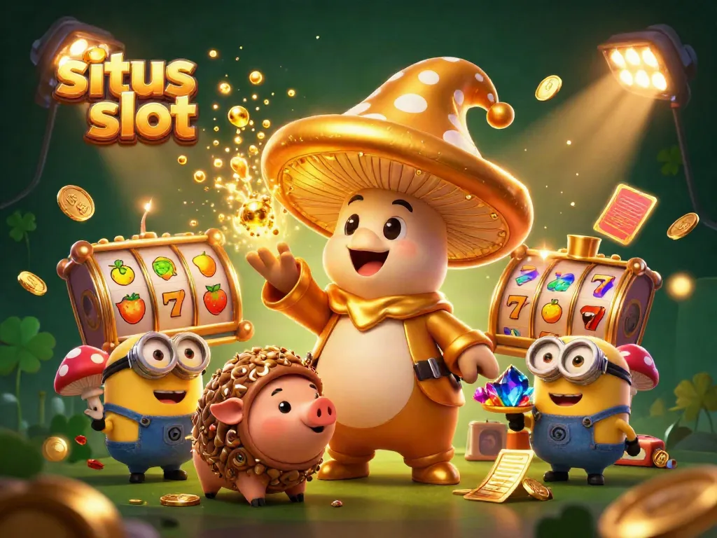 Enjoy captivating situs slot action with engaging golden mushroom wizard and treasures.