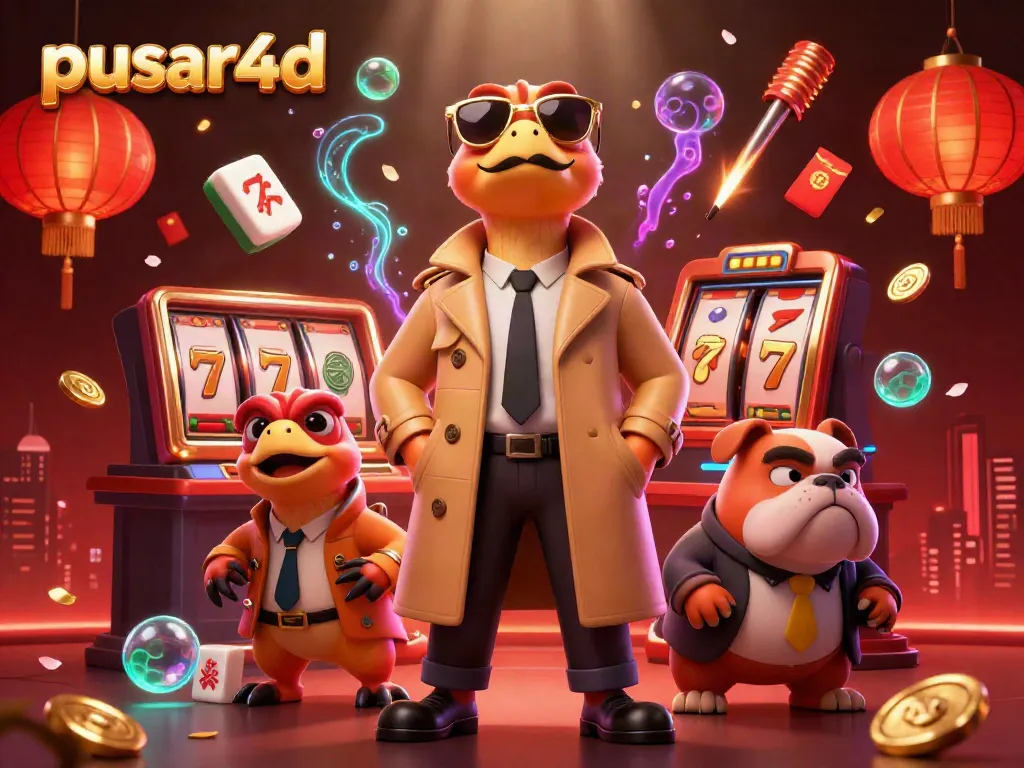 Experience exciting gaming at pusar4d with animated characters and vibrant casino elements.