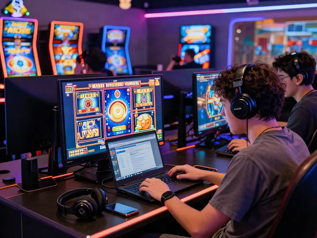 Player enjoying slot gacor games in a vibrant online casino environment.