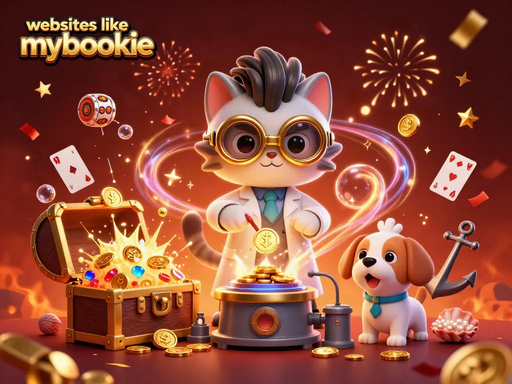 Immerse in the world of websites like mybookie with vibrant 3D casino scenes featuring playful characters.
