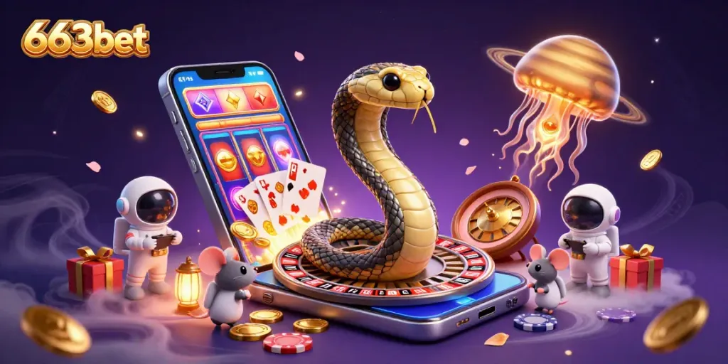 Experience thrilling bets on the cosmos with 663bet as an astronaut mouse plays alongside a cosmic dealer.
