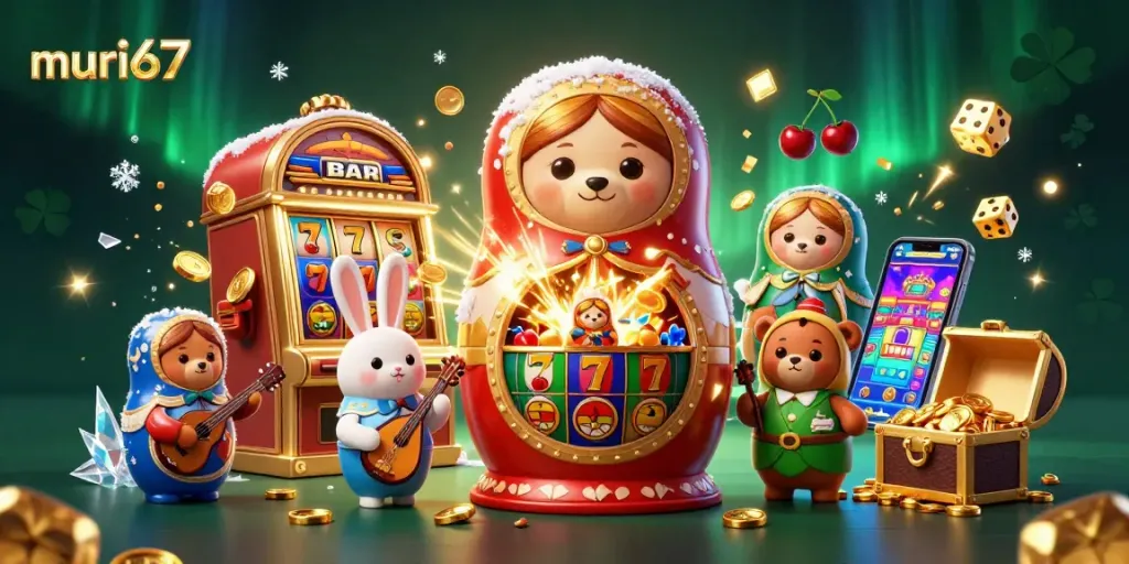 Engage in exciting slots gameplay with murai67 amidst 3D cartoon bears and jackpots.
