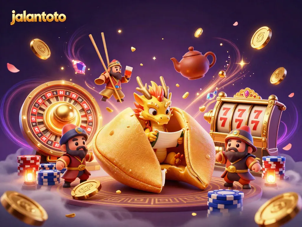 Permainan judi online jalantoto dengan slot mesin bertema keberuntungan yang menampilkan semua elemen visual menarik.