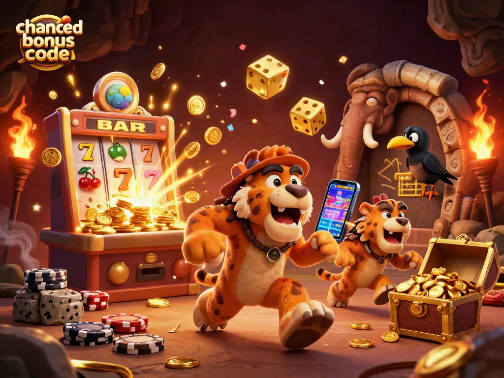 Claim your chanced bonus code while enjoying a jackpot explosion in this casino illustration.