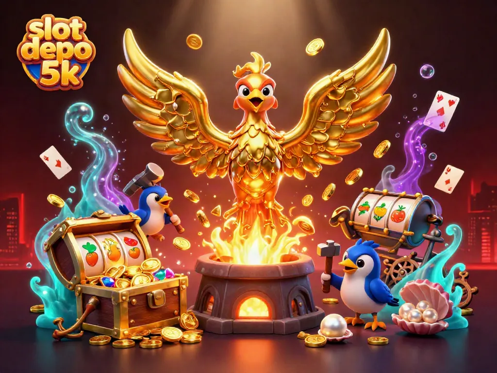 Try your luck at slot depo 5k with a fantasy-inspired 3D scene of jackpots and winnings.