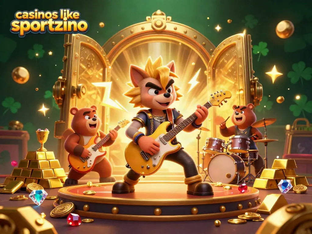 Engage with casinos like Sportzino in a vibrant 3D scene featuring thrilling gameplay elements.