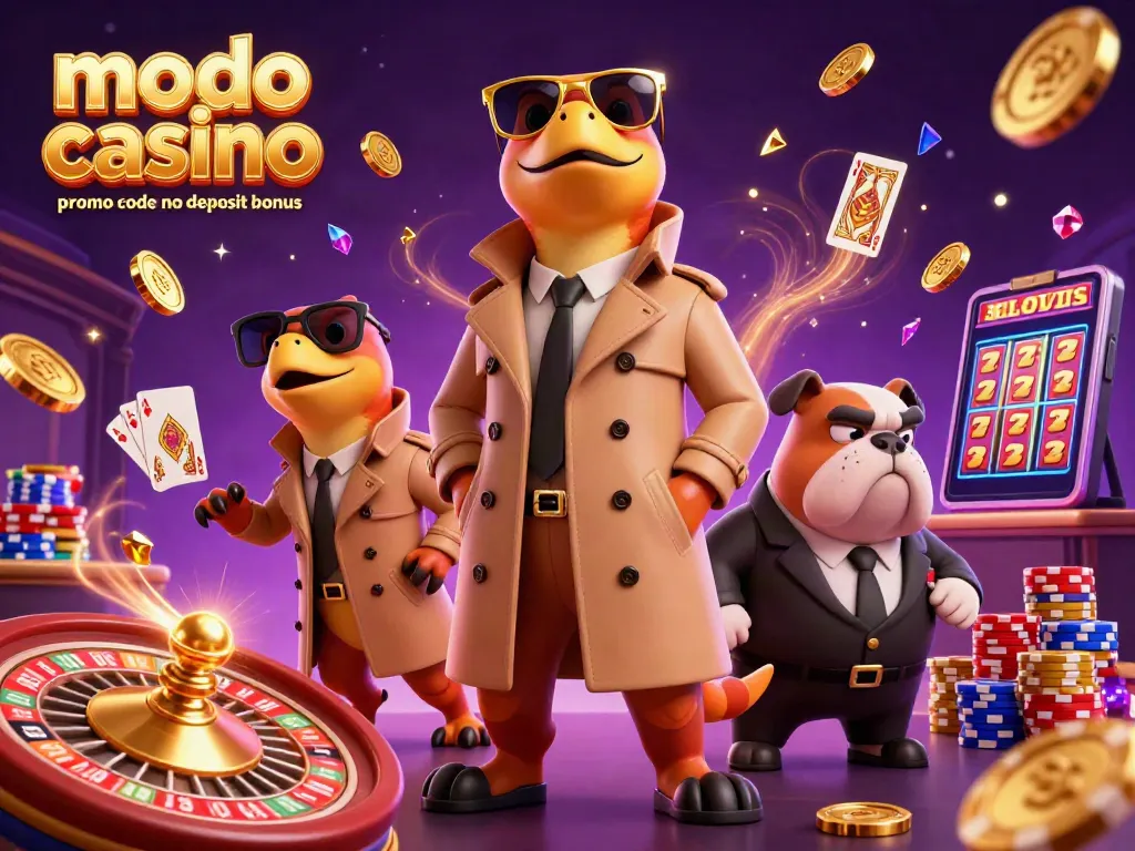 Play thrilling slots with modo casino promo code no deposit bonus featuring raptors at a casino entrance.