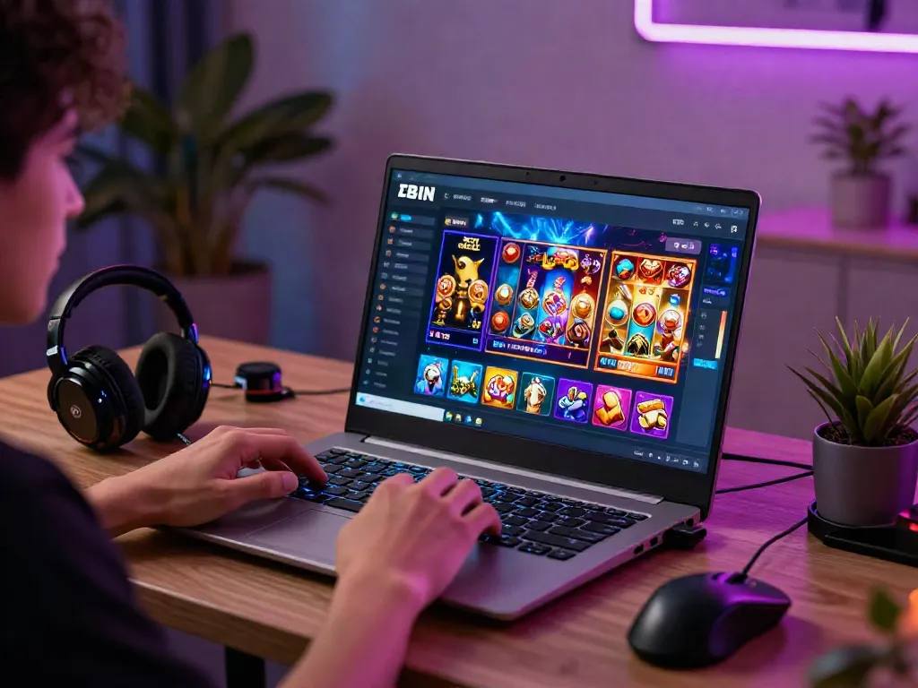 Pengguna Kanjengslot bermain game online di laptop dengan antarmuka yang ramah pengguna.