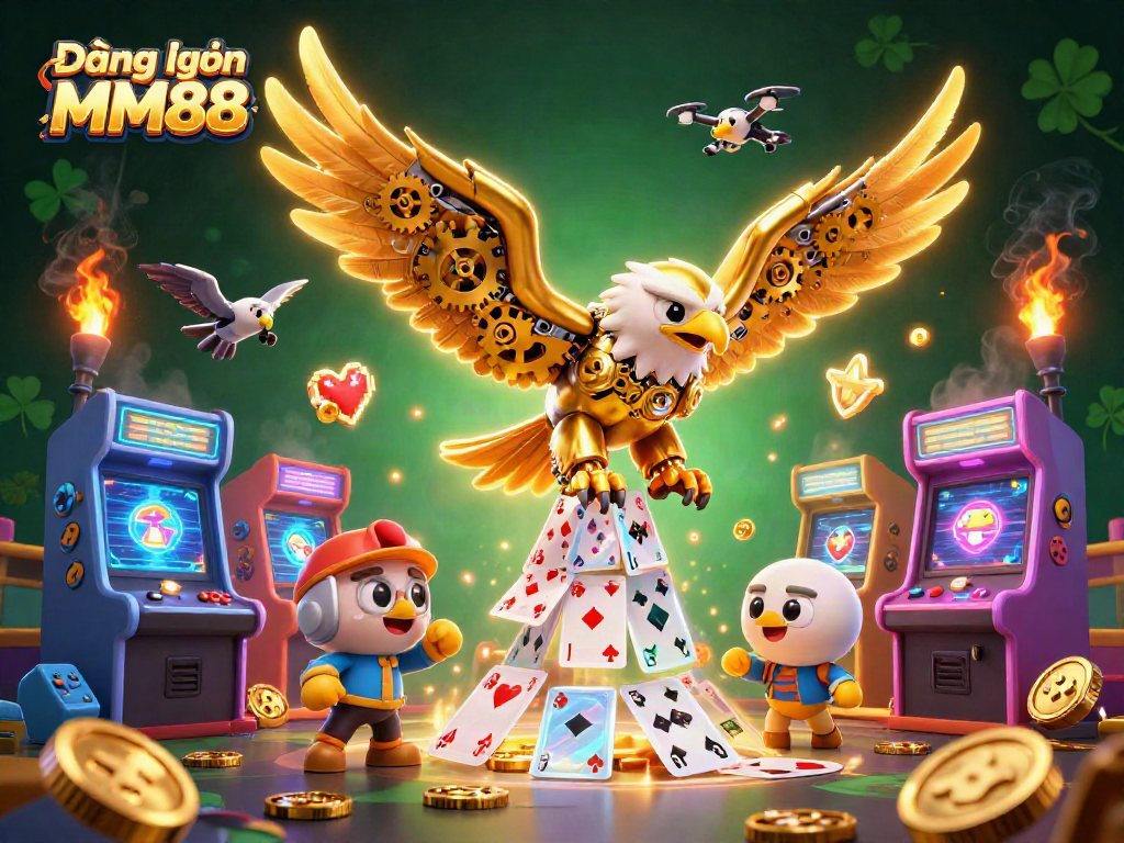 Engaging in Đăng nhập MM88 with a dynamic 3D illustration showcasing modern casino elements.