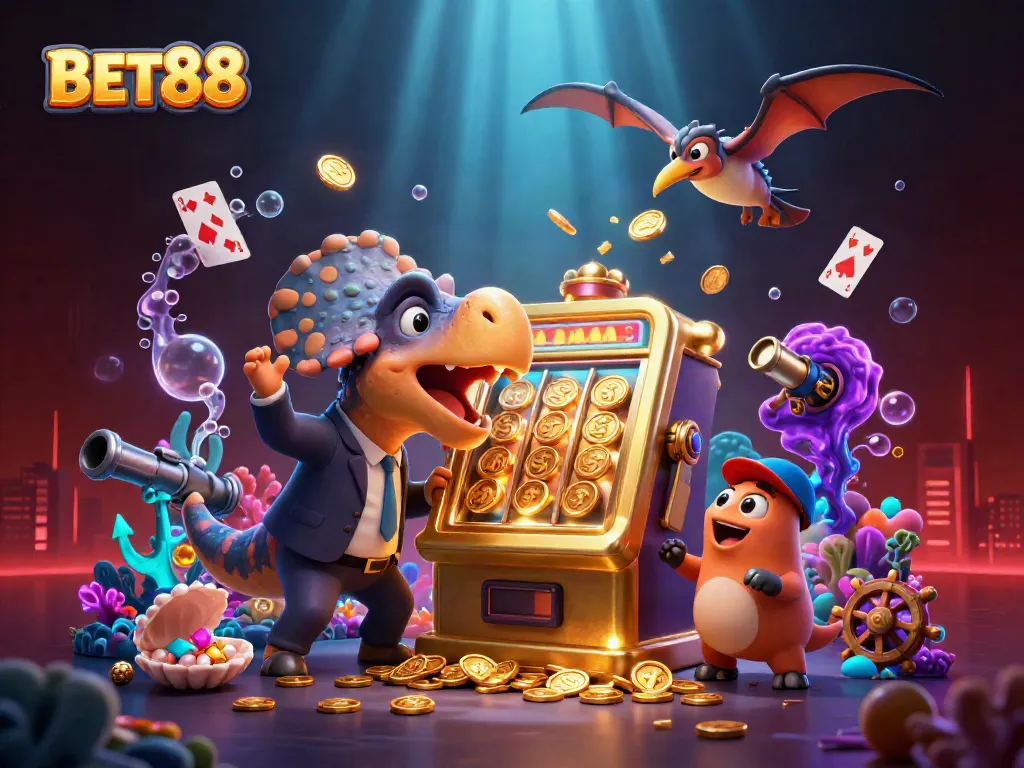 Các nhân vật 3D trong trò chơi BET88 đang trải nghiệm không khí cá cược sôi động