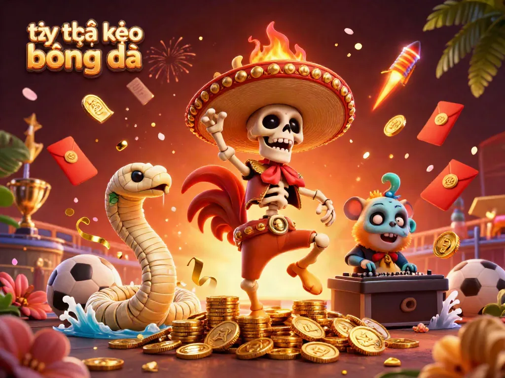 Engage with tỷ lệ kèo bóng đá through an exciting 3D scene with vibrant betting elements.