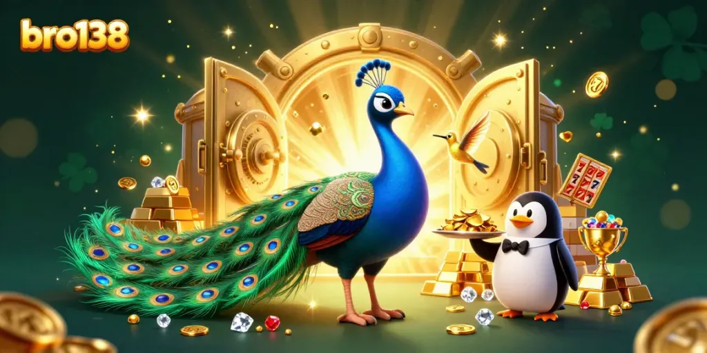 Experience dazzling wins at bro138 with vibrant casino imagery featuring rich golds and exciting gameplay elements.