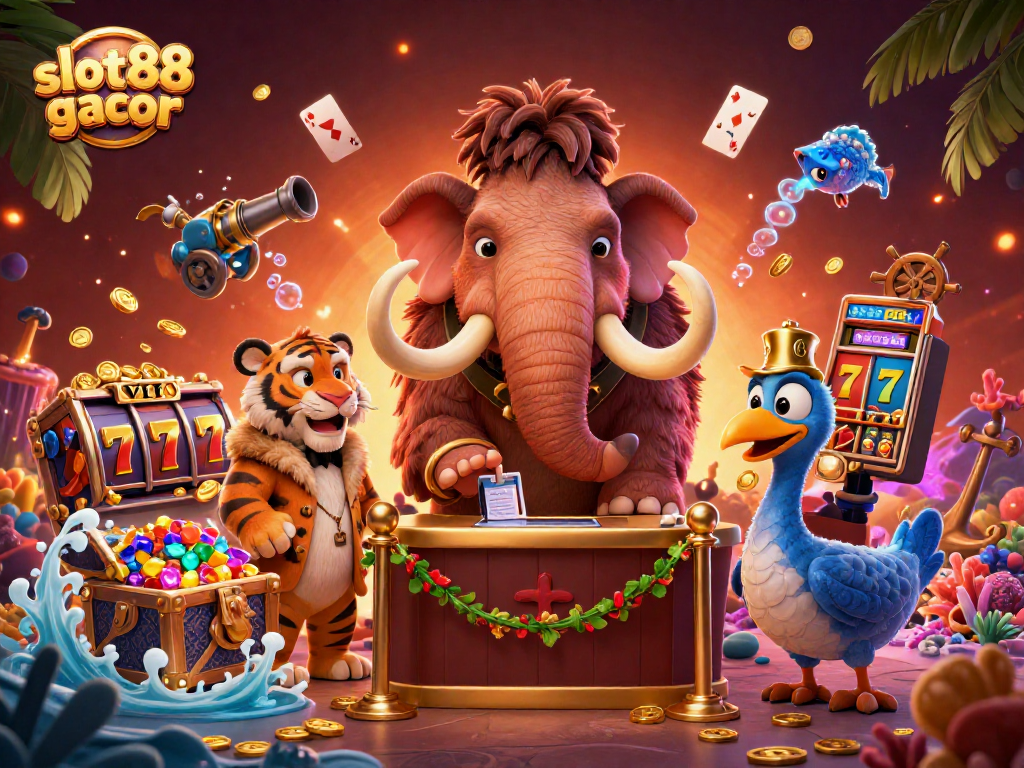 Experience winning moments with slot88 gacor in a vibrant casino scene featuring thrilling characters.