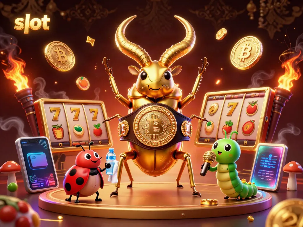 Mainkan slot dengan simbol keberuntungan di sekitar karakter pemenang dalam ilustrasi merah anggur.