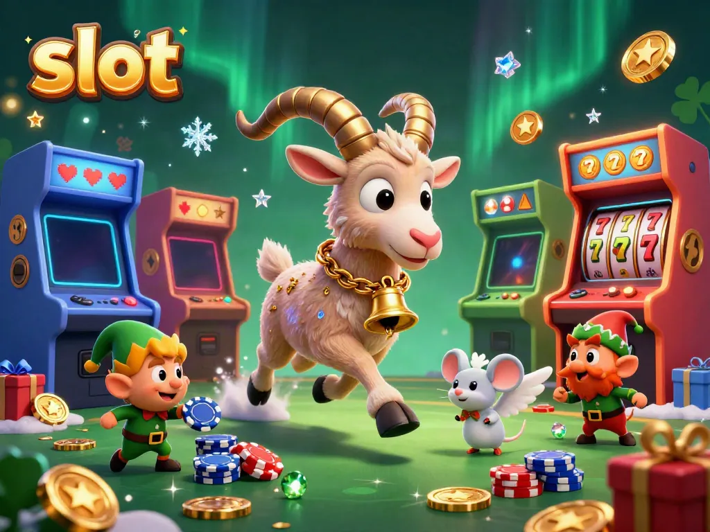 Experience the lively slot gaming world with Krampus, an angel mouse, and mischievous elves stealing chips.