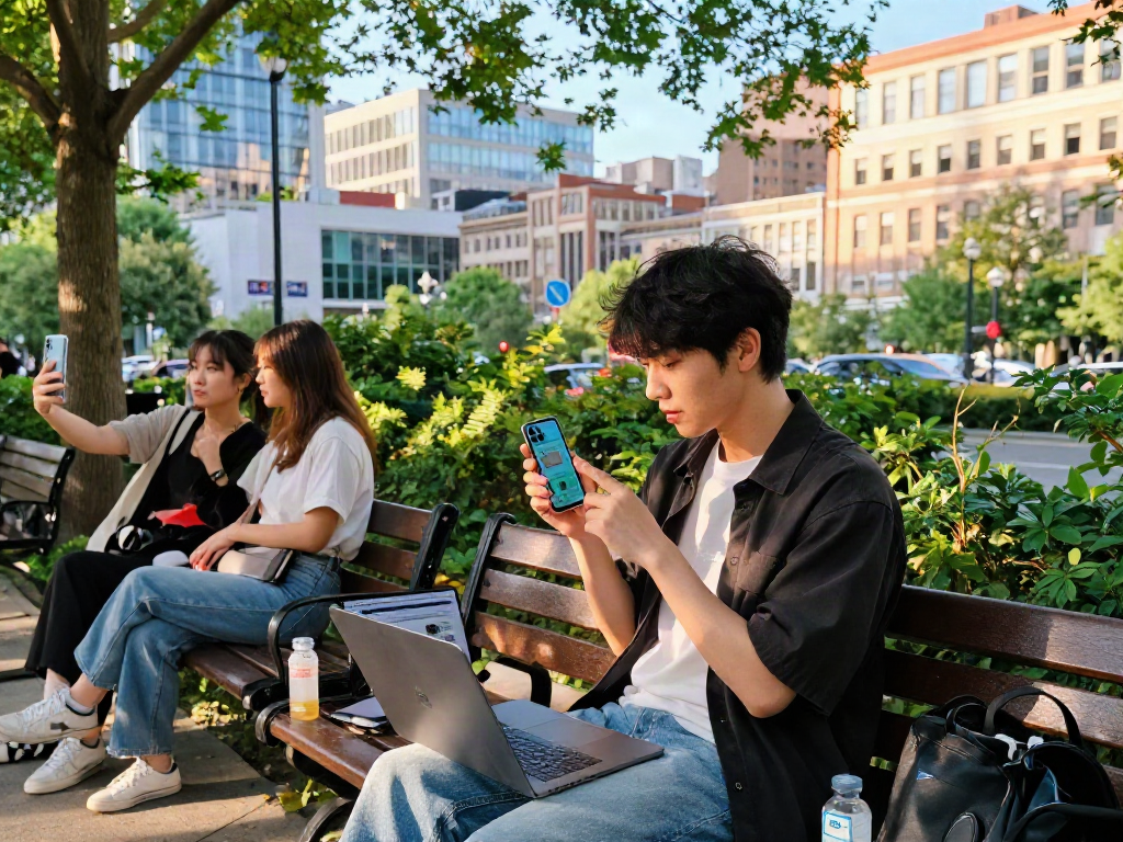 Engaging moment testing attractiveness using technology in an urban park.