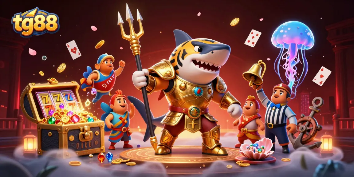 Experience the thrills of tg88 with a dynamic underwater casino scene featuring games and treasures.