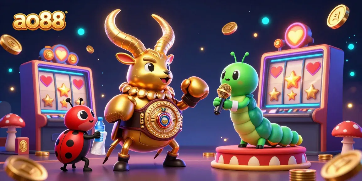 Engage in thrilling gambling action with ao88's dynamic cartoon casino scene featuring colorful elements.