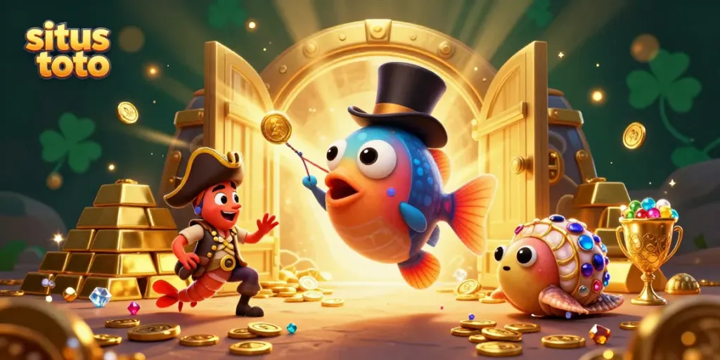 Win big with situs toto in a vibrant underwater casino scene filled with treasures and excitement.