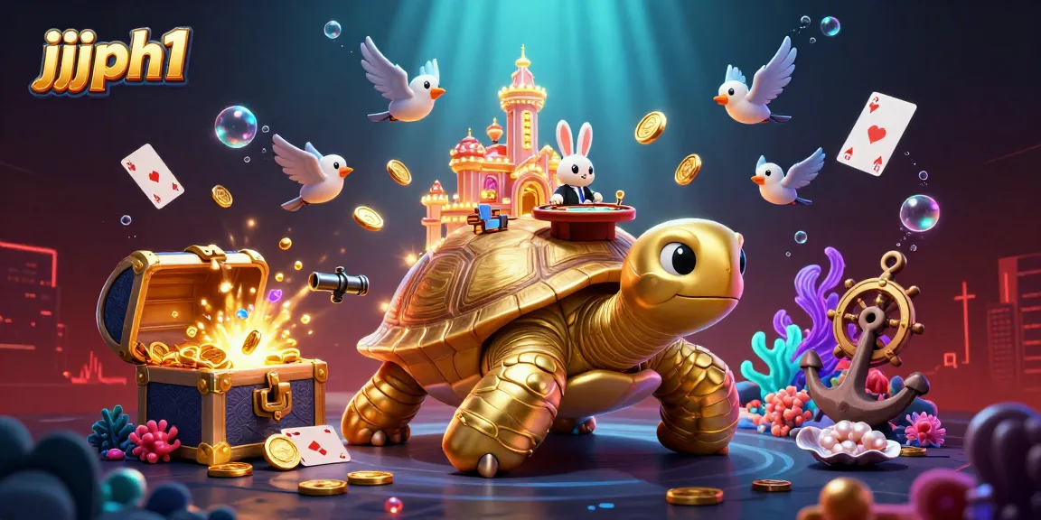 Experience high-stakes gaming at jjjph1 with a vibrant 3D casino scene featuring unique characters.