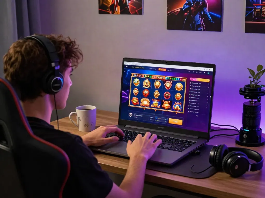 Pengguna mengeksplorasi https://dewi-19.it.com/ di platform slot online, antusias dengan grafik permainan.
