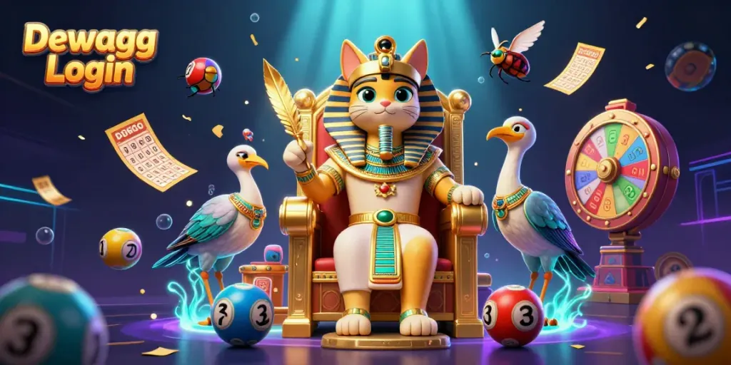 Experience seamless gaming with Dewagg Login in a vibrant, colorful casino-themed illustration.