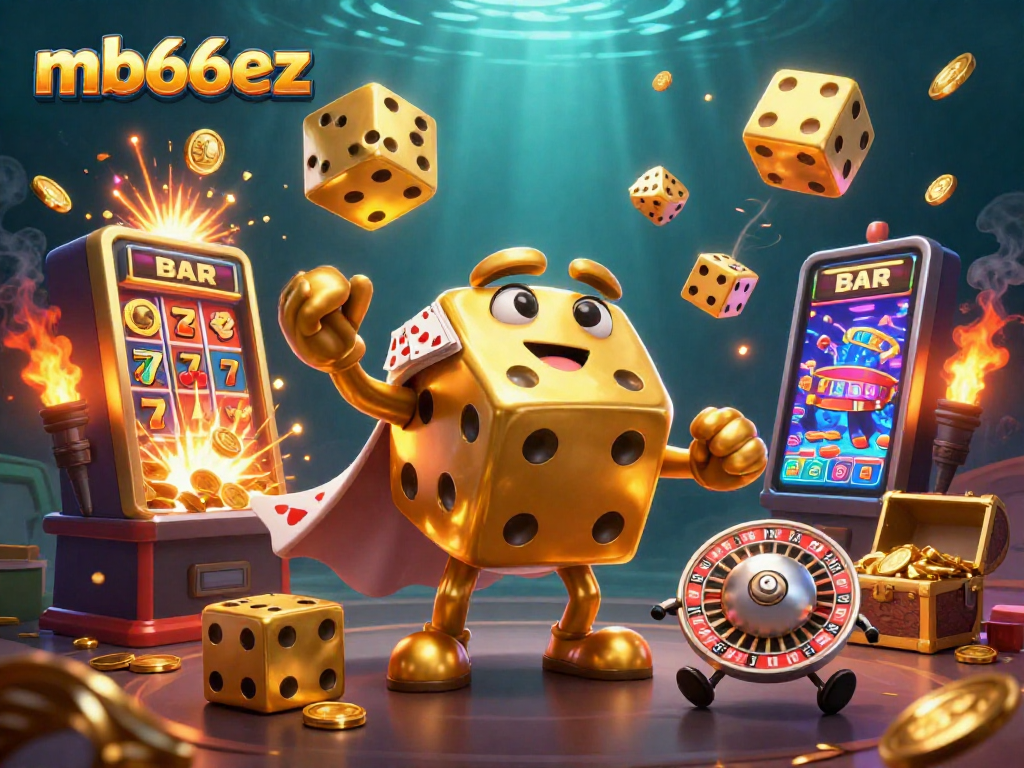 Roll the dice with the vibrant mb66ez casino illustration filled with games, luck, and winning opportunities.