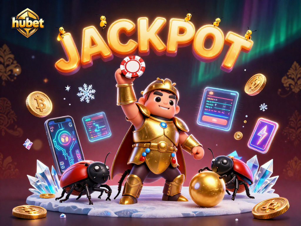 Experience the thrill of hubet casino with a victorious hercules beetle celebrating a jackpot