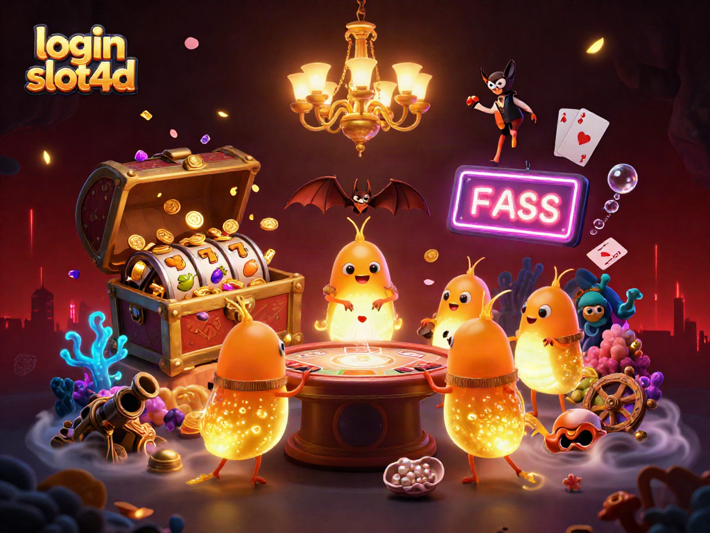Engage with login slot4d's vibrant cave casino scene featuring glowworms and exciting slot elements.