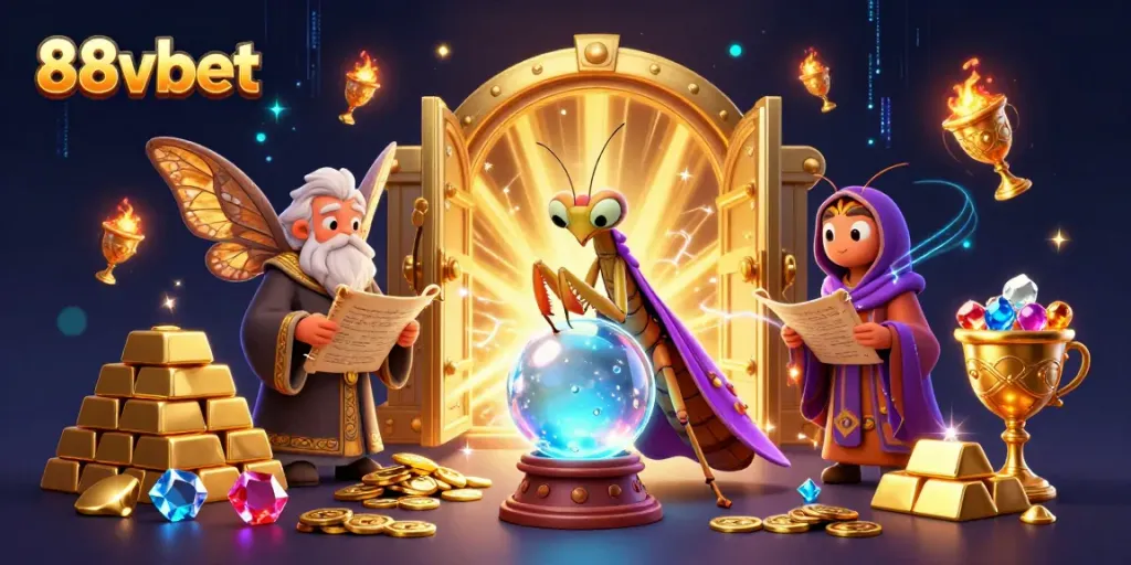 Experience thrilling wins at 88vbet with a magical casino-themed scene featuring a fortune teller.