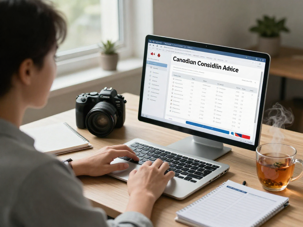 Individual consolidating Canadian debts at a cozy home office, illustrating financial planning and stress relief.