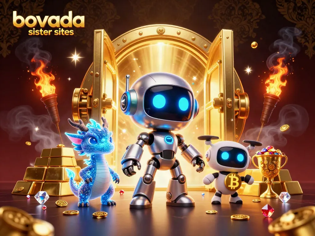 Experience winning at bovada sister sites with a dynamic 3D casino illustration full of vibrant elements.