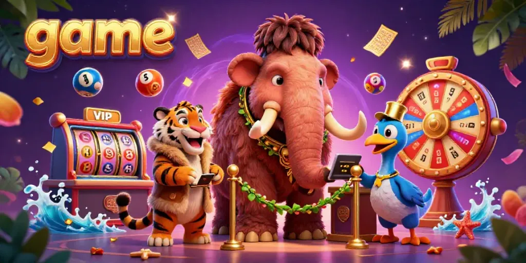 Engage in vibrant online game experiences with a lively casino scene featuring a woolly mammoth bouncer.
